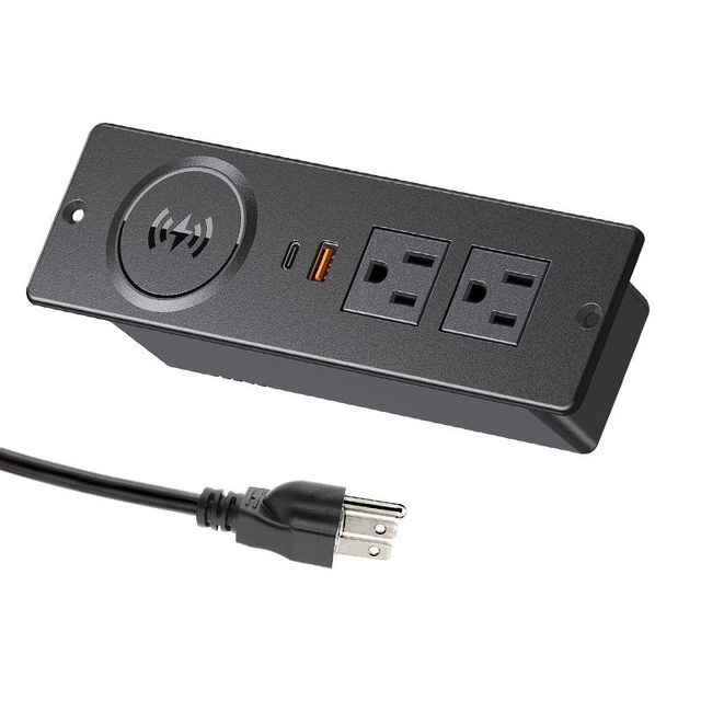 Wireless Charger US Plug Recessed Power Strip Desk Sofa Embedded Power Socket Tabletop Hotel USB Charger Furniture Power Socket