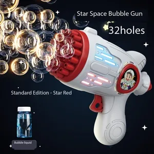 ของเล่นกลางแจ้งฤดูร้อนอัตโนมัติเครื่องฟองไดโนเสาร์ไฟฟ้าเด็ก Bubble Gun ของเล่น 29 32 หลุมพลาสติก Launcher Gatling Gun