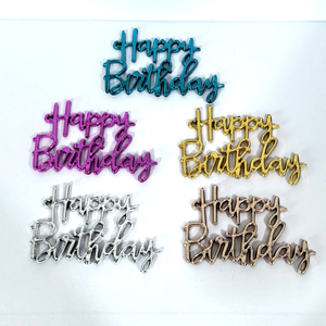 Decorazione per Torta di <span class=keywords><strong>Compleanno</strong></span> in Plastica Placcata Oro 3D con Scritta Cursiva 'Happy Birthday' <span class=keywords><strong>a</strong></span> Prezzo di Fabbrica - Product Image 4