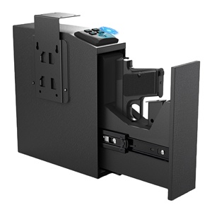 Caja Fuerte para Armas con Huella Dactilar Biométrica para Mesita de Noche, Escritorio, Junto a la Cama, Camioneta - Caja Fuerte para Armas con Puerta Corredera Automática y Lámpara Integrada - Product Image 1