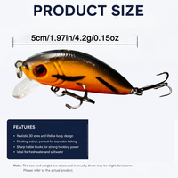 Leurre de pêche flottant 5 cm 4,2 g, crankbait de surface, 8 couleurs, appât artificiel dur pour poissons d'eau salée, logo personnalisé OEM, directement de l'usine