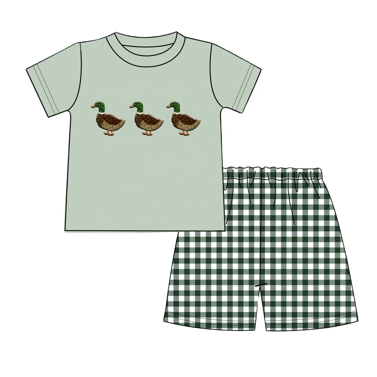 Stockente Enten Französisch Knoten Baby und Kleinkind Junge Kleidung Kinder Sommer niedlichen Stickerei Designs Shorts Set