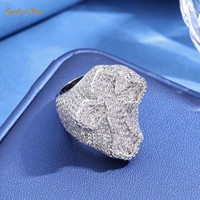 Bague Croix Hip Hop Tendance en Moissanite, Argent Sterling 925 Électroplaqué, Personnalisée, VVS, Testeur de Diamant, Bling, pour Homme