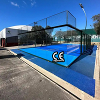 Terrain de padel super panoramique 10x20m certifié CE, avec accessoires en verre soudés au laser et triple galvanisation à chaud
