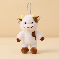 En gros, Porte-clés en peluche vache tachetée mignonne, animal en peluche doux, breloque de sac, pendentif de sac à dos, mini jouet, cadeau