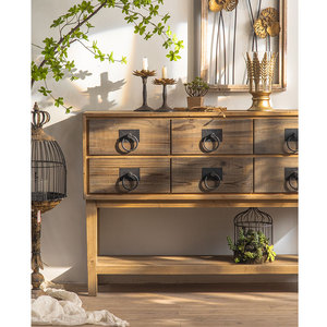 Storage 2022 Wholesale Farmhouse Antique Multi-Drawer Furniture Natural Wood Home Usage Storage Wooden Cabinet