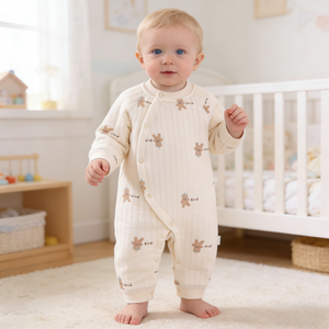 Tutina <span class=keywords><strong>per</strong></span> Neonati Kaka Bear in Cotone Primaverile e Autunnale, Manica Lunga, Morbida e Comoda, <span class=keywords><strong>per</strong></span> Neonati e Bambini, con Stampe Cartoon e Chiusura a Bottoni - Product Image 1