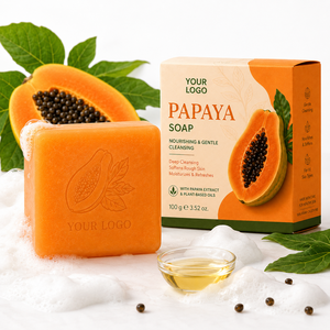 Savon à la papaye tendance pour une peau soyeuse et lisse, nettoyant en profondeur, éliminant les impuretés, rafraîchissant, sans cruauté, adapté à tous les types de peau - Product Image 1