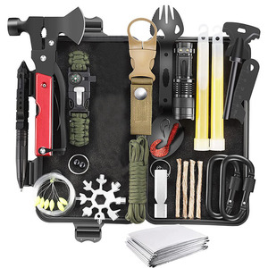 Kit d'outils de survie multifonctionnel EDC, équipement d'urgence pour le camping et les voyages, en alliage d'aluminium compact, 20x12x6cm - Product Image 1