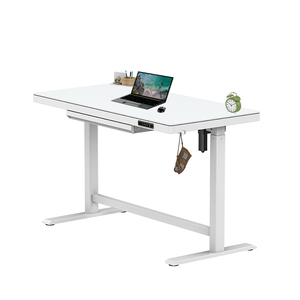 Mesas de escritorio de vidrio de oficina eléctrica con cajón Altura ajustable Escritorio de pie para computadora Escritorio de un solo motor - Product Image 1