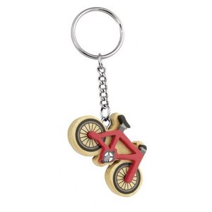 Portachiavi Mini Bicicletta con Catena in Metallo Rosso, Regalo Promozionale Decorativo - Product Image 1