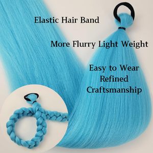Extension <span class=keywords><strong>de</strong></span> cheveux tressés bleus <span class=keywords><strong>de</strong></span> 26 pouces pour tresses, extensions <span class=keywords><strong>de</strong></span> <span class=keywords><strong>queue</strong></span> <span class=keywords><strong>de</strong></span> <span class=keywords><strong>cheval</strong></span> synthétiques avec lien élastique, accessoires <span class=keywords><strong>de</strong></span> cheveux pour festival et rave - Product Image 4