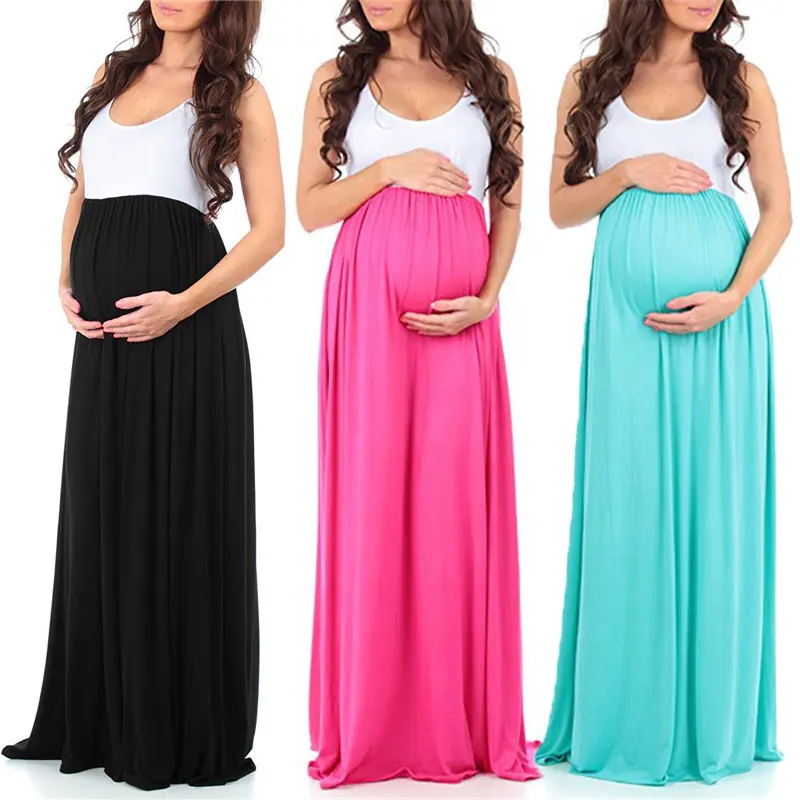 Sleeveless Pregnancy Dress Cotton Patchwork Large Pendulum Gravida Clothes S-XL 2020 Maternity Dresses Pregnant woman Clothing