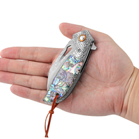 Couteau pliant durable et léger en acier Damas, lame en acier + manche en coquille, garantie de 3 ans pour la survie en plein air et le camping