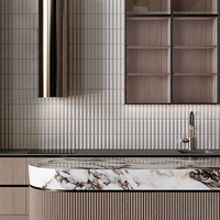 Innovations Joinery Millwork : Armoires modulaires en bois plaqué, durables, contemporaines, et îlot de cuisine européen en placage