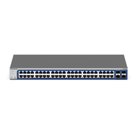 GS748Tv6 Switch Inteligente Gigabit Ethernet de 48 Puertos, Capacidad de 10Gbps y 100Gbps, Compatible con VLAN y SNMP, 2 Puertos Combinados de Cobre/SFP, 2 Puertos Dedicados