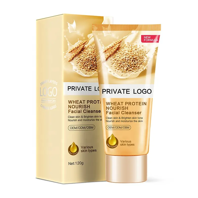 Marque privée OEM formule personnalisée nettoyant visage pour les pores hydratant protéine de blé végétalien crème nettoyante pour le visage pour les soins quotidiens de la peau