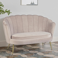 GLORIA Fauteuil moderne de luxe deux places en velours et métal, design capitonné contemporain pour hôtel, salon ou appartement