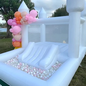 Château gonflable commercial extérieur en PVC blanc pour mariage, avec piscine à balles, idéal pour la location de parcs de jeux événementiels - Product Image 5