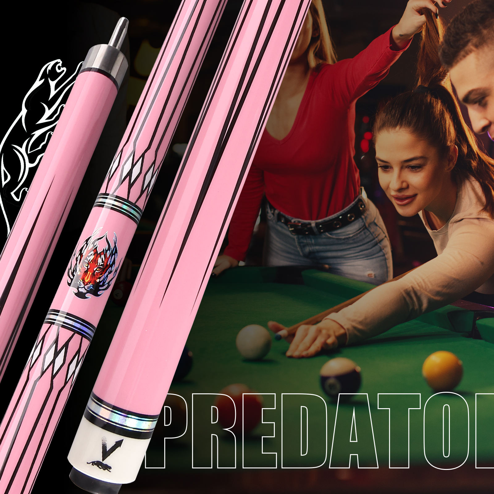 PREOAIDR 3142 Pool Cue - T907 Pink Cue with Maple Shaft