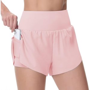 Shorts de course à séchage rapide pour femmes FOXA, taille haute avec poches zippées, shorts de tennis pour l'entraînement - Product Image 1
