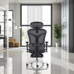 Silla de Oficina Ergonómica Giratoria Ejecutiva en Oferta, con Malla Completa, Reposabrazos de <span class=keywords><strong>Aluminio</strong></span> 6D, Silla de Juego con Reposapiés - Product Image 3