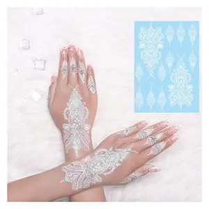 Custom Non-toxic Good Quality Water Proof Temporary For Women Wedding White Tattoo Henna Stickers