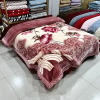 Couverture en peluche d'hiver à double couche, douce et moelleuse, imprimée de fleurs pour lit double, chaude et confortable pour la maison.