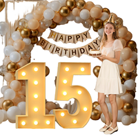 Décoration d'anniversaire en chiffres lumineux de 3FT, grand panneau en mousse, 15 lettres lumineuses pour fête, décoration de mariage et de remise de diplôme, support d'arche mosaïque, pré-découpé, DIY