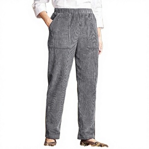 Pantalones Casuales de Mujer Ohsisa, Transpirables, de Poliéster/Algodón, con Diseño de Corduroy, Corte Recto, Cintura Media, para Otoño - Product Image 3