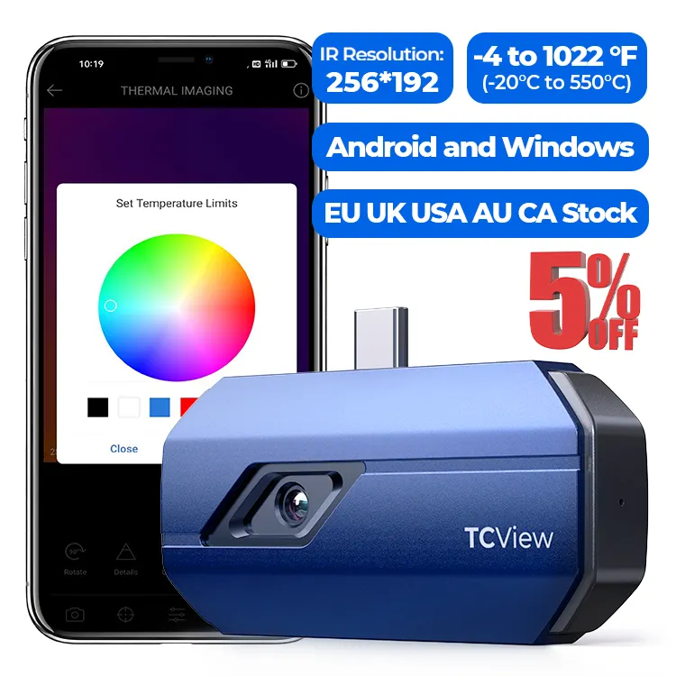 TOPDON TC001 256x192 haute résolution mini portable pour smartphone android voiture IR infrarouge imageur thermique scanner caméra d'imagerie