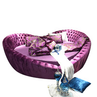 Lit rond moderne de luxe OEM, lit rond pour chambre à coucher, lit rond en forme de cœur, mobilier de chambre à coucher rotatif circulaire royal