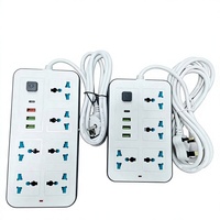 Multiprise transfrontalière la plus vendue en matériau PP, avec câble de 3 m, 6 prises et ports USB, pour usage domestique et professionnel