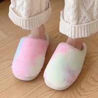 Nouvelles pantoufles d'hiver chaudes en peluche avec dégradé, semelle souple antidérapante en TPR, légères, grandes tailles pour femmes adultes