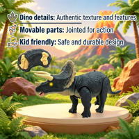 Fabrika Toptan Özel Uzaktan Kumandalı Triceratops Dinozor Robotu RC Hayvanlar Yürüyen Dino Parlayan Gözlü