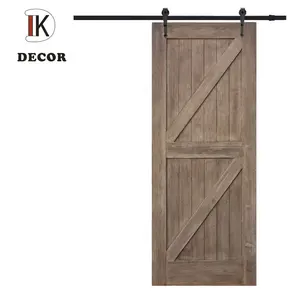 Interior Modern Style DIY Sliding Solid Wooden Barn Door with Hardware