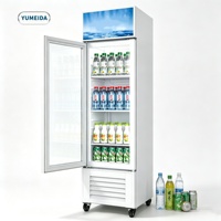 Réfrigérateur à boissons moderne avec porte en verre, vitrine verticale pour boissons avec éclairage LED pour centre commercial, commerce de détail, aire de restauration, stockage