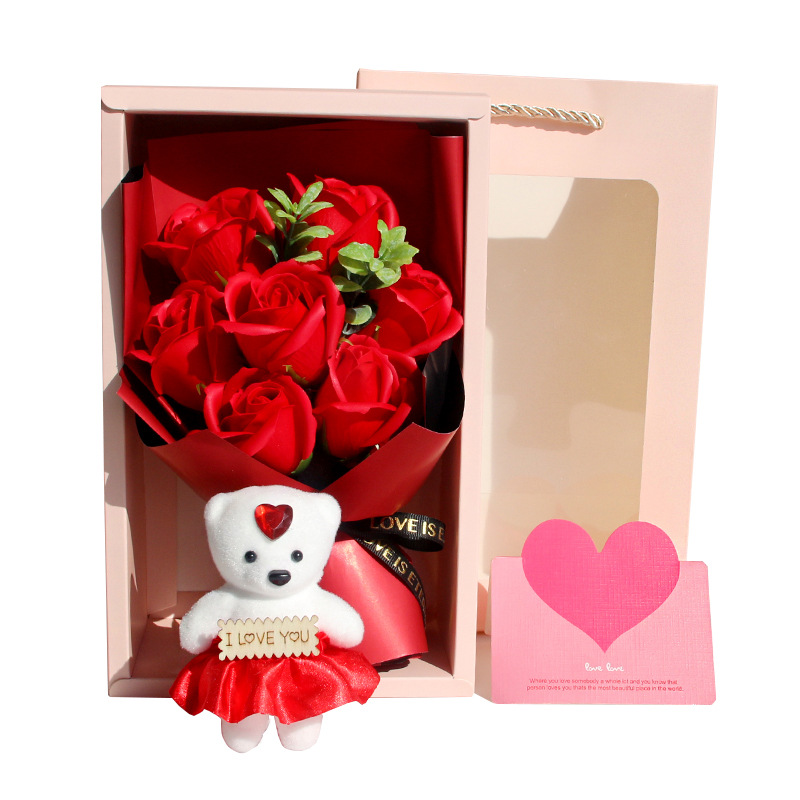 Bouquet di 7 rose rosso orso