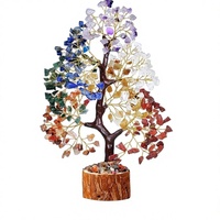 Figurine d'arbre en cristal naturel gravée DIY, feuilles de pierre colorées, ornement artisanal Feng Shui pour la maison, cadeau de Noël