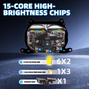 SANVI Multiple Lens C4 Black Bi <b>LED</b> <b>Projector</b> Headlight Module 5 Optical Systems 8800LUX 9v-16v Wide Voltage Car Headlights - Product Image 3