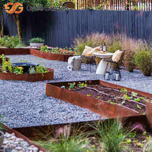 GNEE Valla de borde al aire libre moderna para macizos de flores y jardines Acero de intemperie en forma de rectángulo - Product Image 5