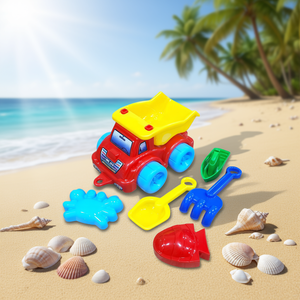 TOYBOLA Kids Beach Dump Truck <b>Toy</b> <b>Set</b> with Shovel Rake Sand Molds Plastic Sand Play <b>Toy</b> Model TB-1004-2 Mesh Bag Packaging - Product Image 2