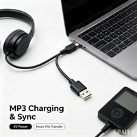 Câble de charge USB 2.0 mâle vers Mini USB 5 broches pour GoPro, manette PS3, lecteur MP3, caméra embarquée, GPS, PVC noir