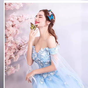 SWS981 Bestidos De Bodas capa manga azul sirena dama De honor noche elegante Maxi largo árabe vestido Formal para fiesta - Product Image 2