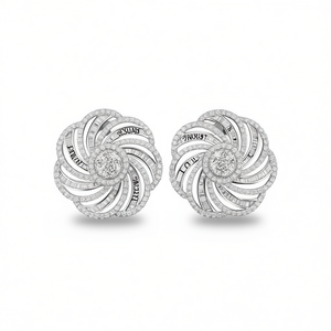 Boucles d'oreilles de luxe en or blanc avec diamants ronds taille brillant couleur D, certifiées GIA, bijoux de mariage pour femme - Product Image 1