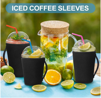 Manchon isotherme réutilisable en néoprène souple pour café glacé 32 oz avec poignée – Anti-transpiration pour boissons froides
