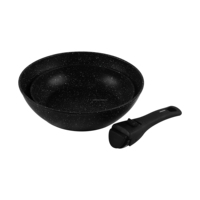Ensemble de casseroles avec poignée amovible, d = 26, revêtement antiadhésif en résine fluorée à deux couches de 22cm