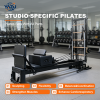 Machine de Pilates Reformer en aluminium noir avec demi-tournebrise, lit de yoga professionnel pour le renforcement musculaire et le remodelage corporel