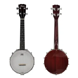 Aiersi Merk Compacte Instrumenten 4 Strings Ontworpen Fineer Toets Reizen Banjo Bourgondië Banjo Ukulele