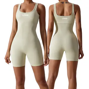 CLT6982 Body de contrôle du ventre taille haute sans couture pour femme Combinaison de fitness avec logo personnalisé vêtements de yoga